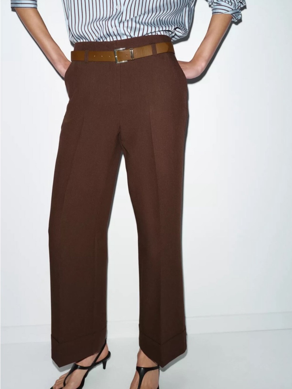 Zara belted cuffed hem pants